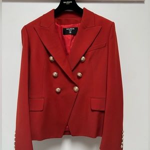 Balmain Double Vested Blazer Size 44 in Orange/Red